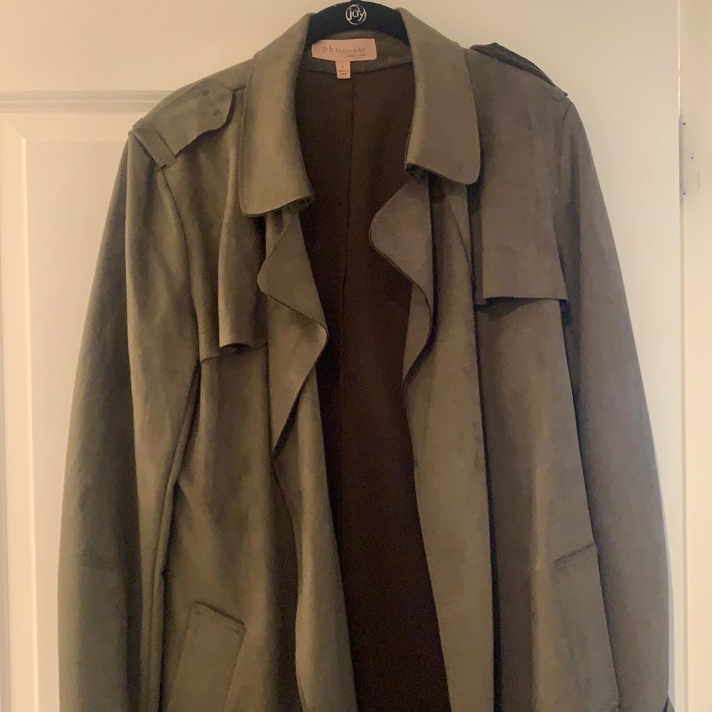Philosophy Green Suede Trench Coat